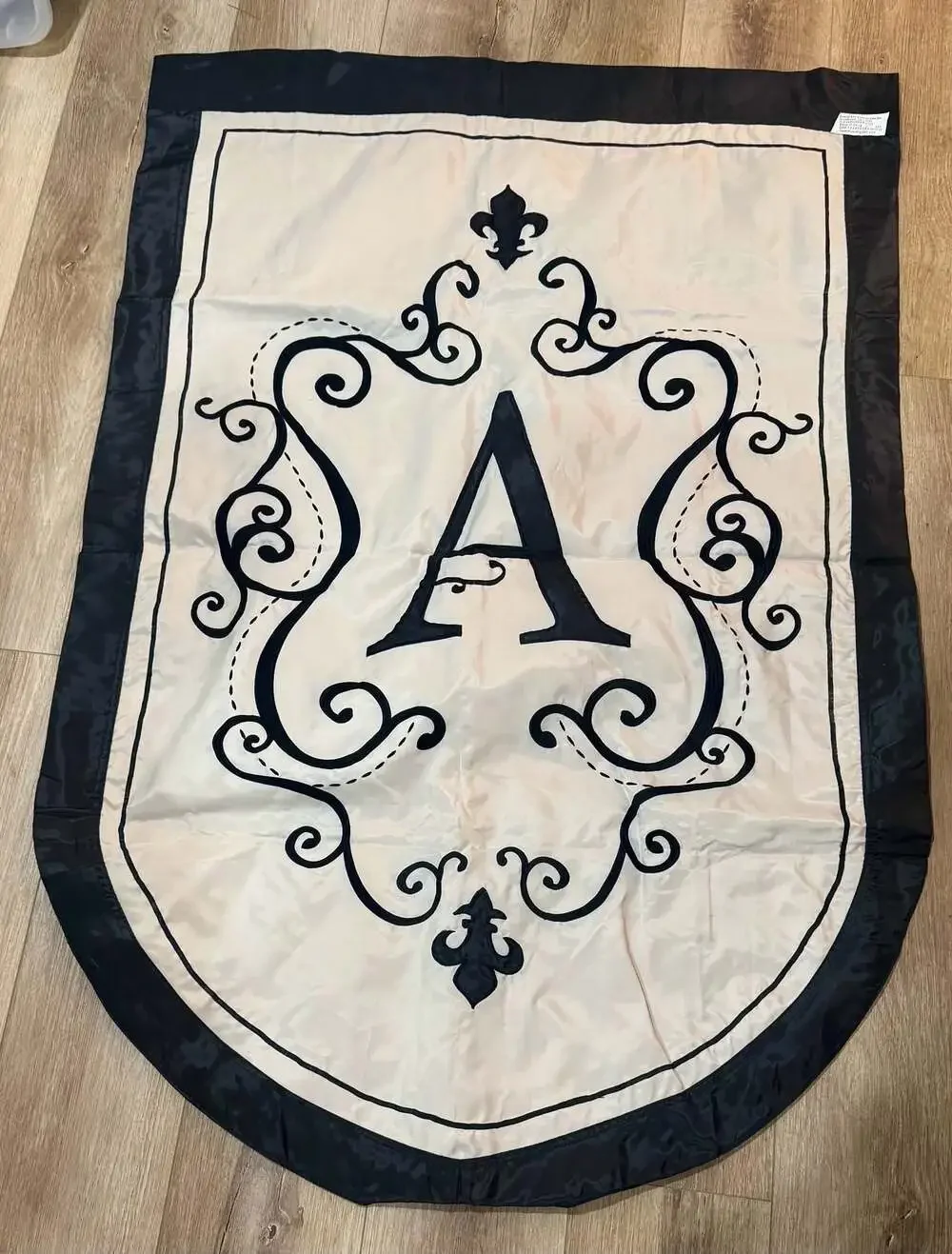 Evergreen Enterprises Monogram A Applique  Flag w/ Fleur-de-lis & Scroll Design